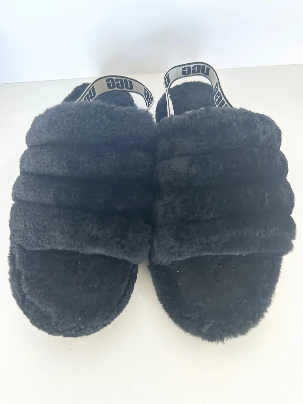 UGG Fluff Yeah Slide Sandal Kids Size 5 Women’s Size 6.5 Black